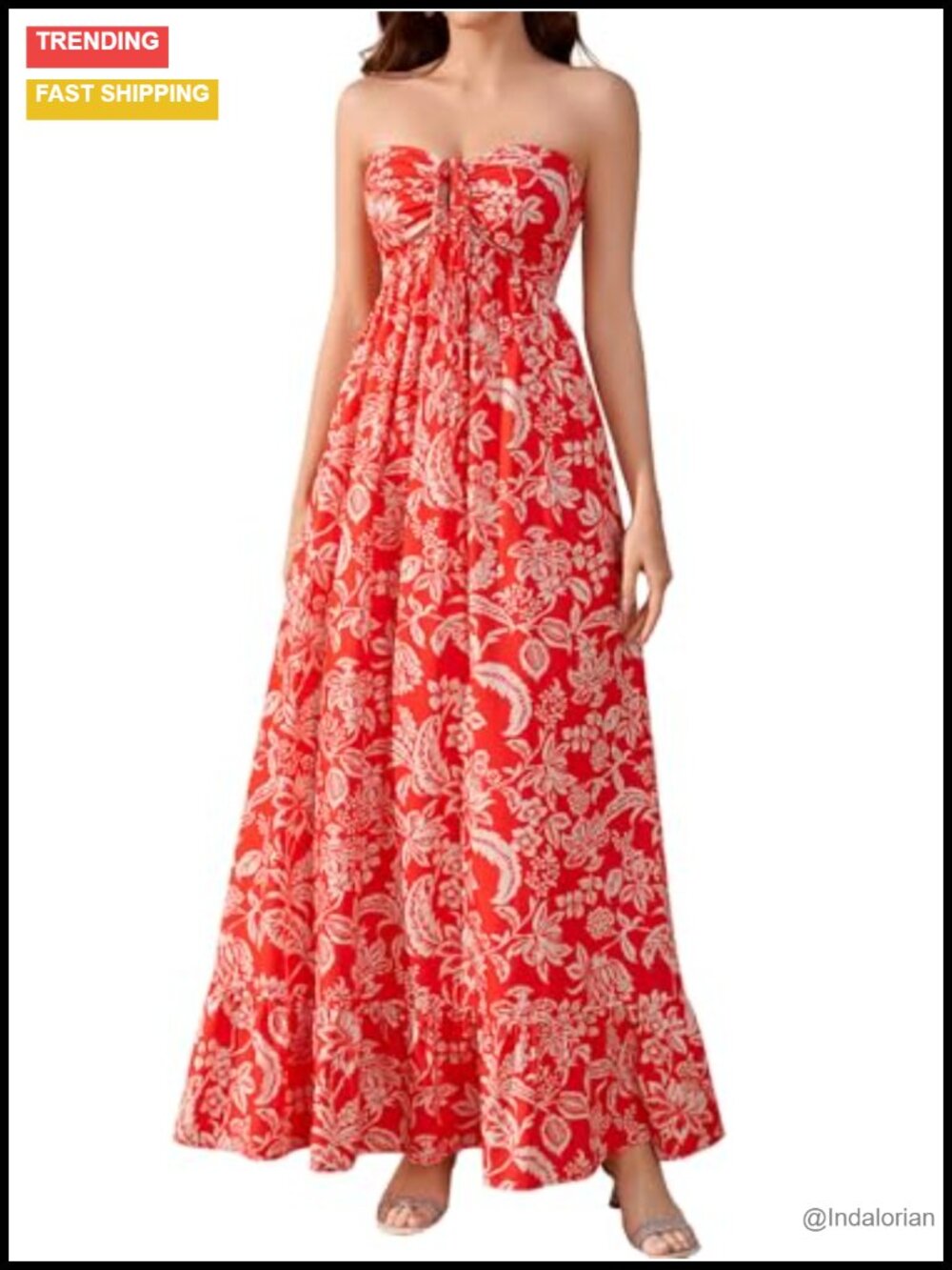 Floral Strapless Halter Boho Beach Maxi Dress Casual Sundress